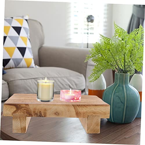 Tabouret bois décoratif Hemobllo support surélevé et plateau de présentation