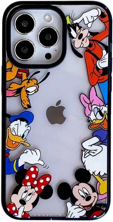 for iPhone Case Cute Cartoon Character Minnie & Mickey Mouse Girly for Girls Kids Boys Phone Cases Cover Fun Design Kawaii Advanced TPU Protective Case for iPhone 13 Pro Max(D-Home)