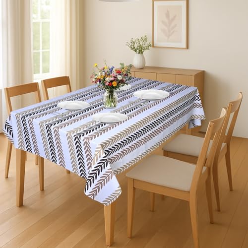 Image of Wings Star Premium Dining Table Cover for 6 to 8 Seater, 60 x 90 inch Size, Waterproof and Dustproof (60x90 inch- 6-8 Seater) Repeated Leaf & Vine Pattern