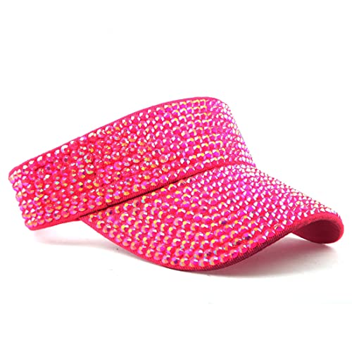 Image of Gudessly Shiny Rhinestones Sport Sun Visor Adjustable Summer Cap Visor Caps for Women Men