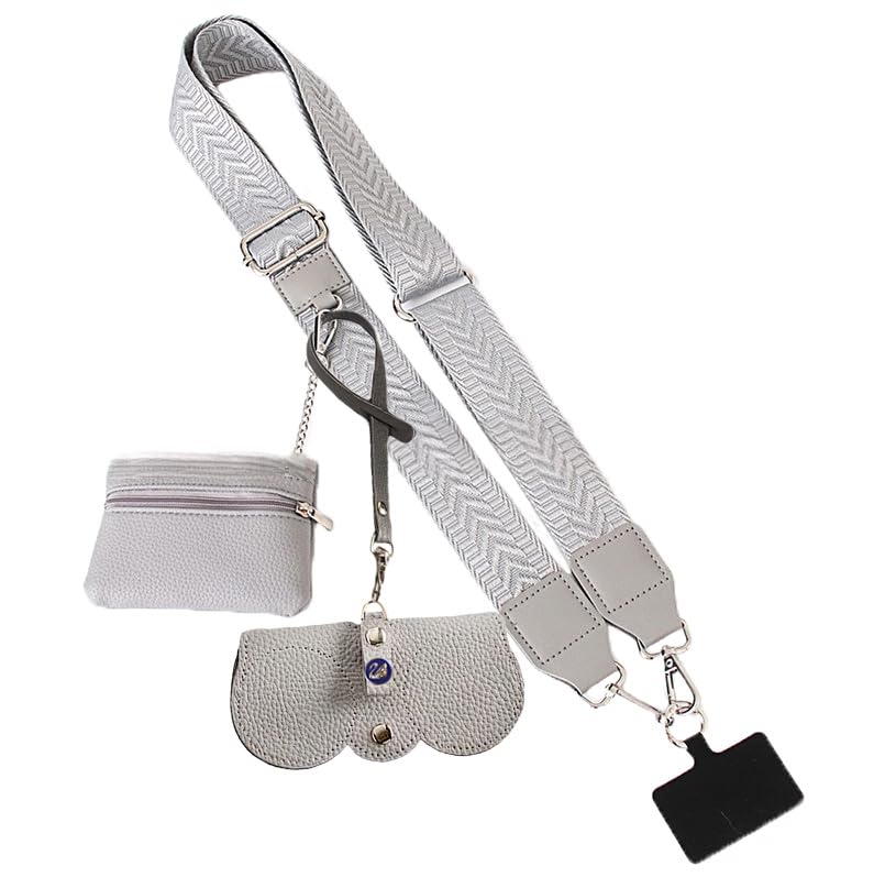 Phone Strap with Wallet Crossbody,Cell Phone lanyards for Women with Zippered Pouch,Adjustable Phone Crossbody Strap. (Gray)