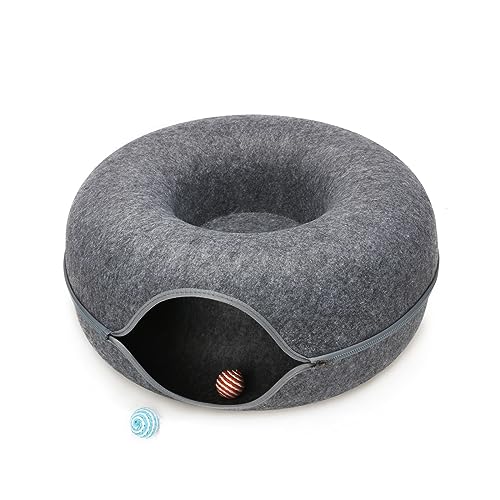 HZYDWP Ninho de gato, cama de gato, túnel em forma de O, vem com 2 bolas de brincar de gato, tamanho
