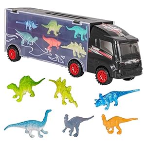 m zimoon dinosaurus vrachtwagen, kinderen dinosaurus auto transport vrachtwagen speelgoed met 12 stuks mini plastic…