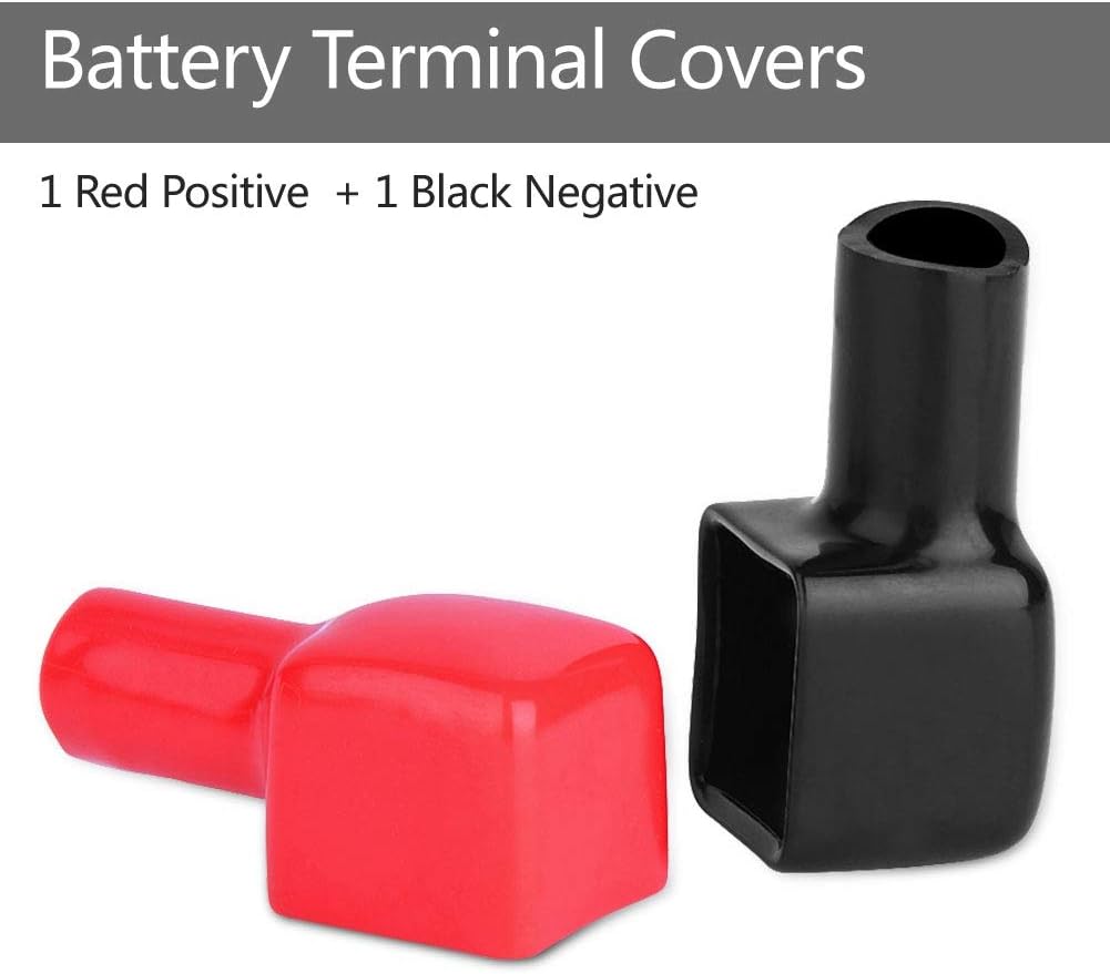 Battery Terminal Boots Covers, Battery Terminal Covers with Red and Black Covers to Provide Effective Protection of Battery Positive and Negative Terminal for Auto Marine Commercial and Power Sports