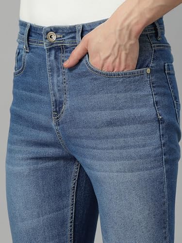 Image of Style Quotient Men Dark Blue Regular Fit Mid Rise Stretchable Jeans