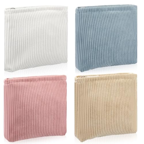 Image of Abbylike 4 Pcs Small Makeup Bag Corduroy Cosmetic Pouch with Zipper Portable Little Bags for Purse Mini Pouch Cute Makeup Purse for Coin Essentials Items Women(Plain)