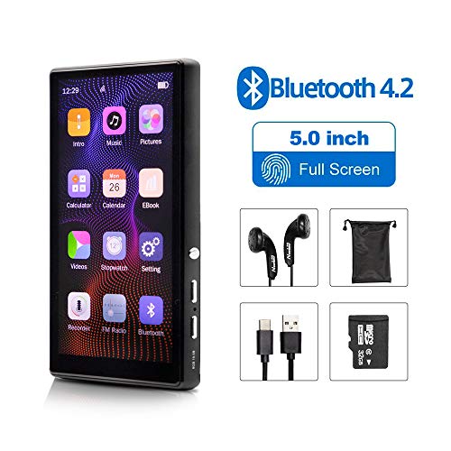 MP3 with Bluetooth, 5.0 inch Full Touch Screen OTG MP4 with 32GB TF