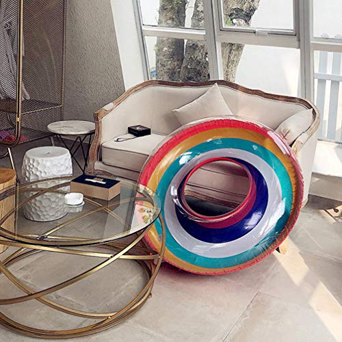 Anel inflável de segurança para adultos com padrão de arco-íris de plástico espesso 1 peça da Bespor