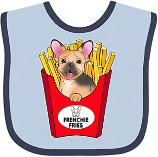 Inktastic Cute Frenchie in French Fries Baby Bib Blue and Navy 39465