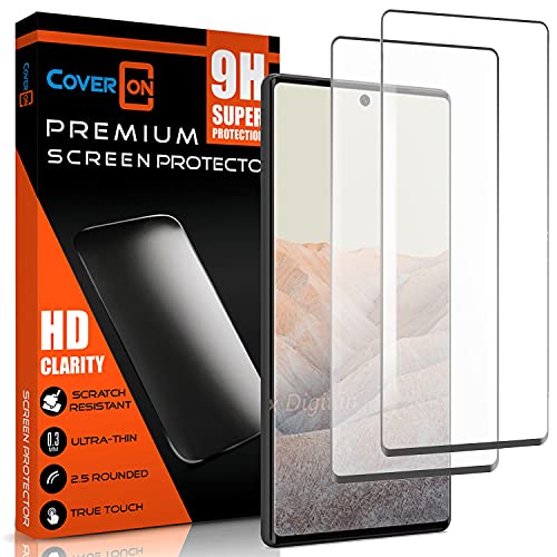 Coveron [2 Pack Tempered Glass Designed For Google Pixel 6 Pro Screen Protector, Anti-Scratch Edge To Edge Black Rim Coverage #TOP10