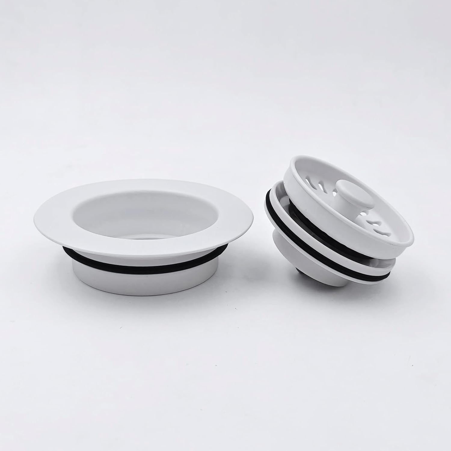 GZILA Garbage Disposal Drain Strainer and Stopper with Decorative Disposal Flange in White, Fit 3.5 Inch Standard Drain Hole