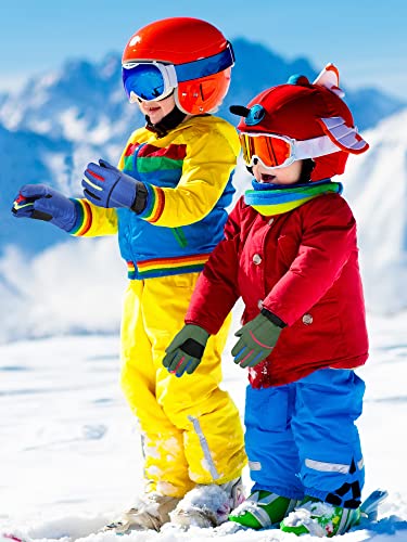 Image of Geyoga 4 Pairs Winter Kids Ski Gloves Boys Girls Windproof Waterproof Warm Snow Gloves for Children Toddler Snowboard