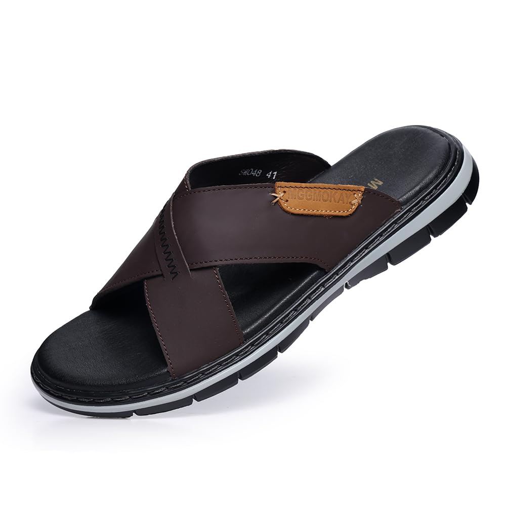 MGGMOKAY Zapatillas Cruzadas Masculinas Sandalias,Hombre Cuero Sandalias,Sandalias de vestir Hombres
