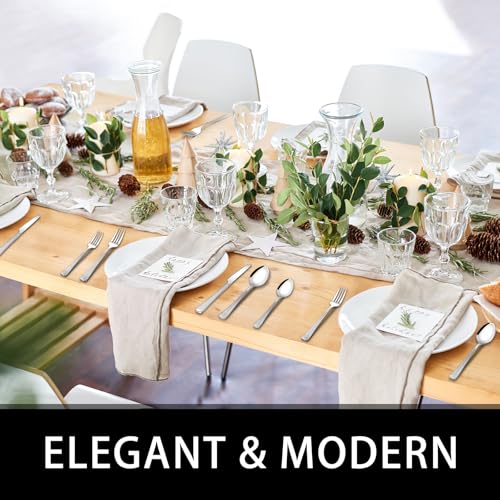 Image of 49-Piece Silverware Set with Organizer, Food-Grade Stainless Steel Flatware for 8, Cutlery Utensil Sets with Steak Knives, Rust-proof, Mirror Polished, Dishwasher Safe, Silver Roman Column