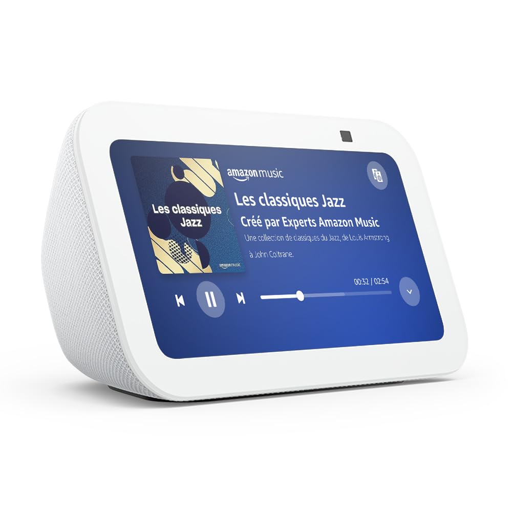 Amazon Echo Show 5 (Nouvelle génération) | Écran tactile connecté compact avec Alexa pour le contrôle de votre maison connectée et bien plus | Blanc