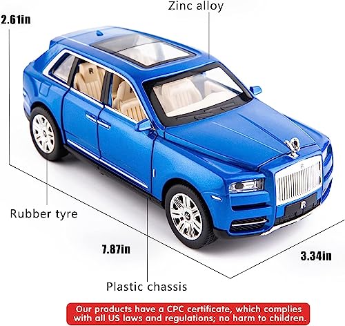 Image of LONGMIRE Metal Pull Back Diecast Car Pull Back Model with Sound Light Boys Gifts Toys for Kids Pack of 1, Multicolor (1:24 Rolls-Royce CULLINAN)