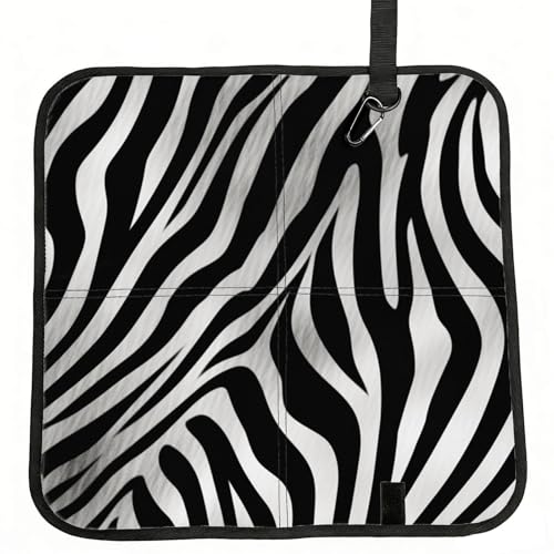 Zebra Print Seat Cushion Folding, Indoor Outdoor Portable Chair Cushion for Camping, Waterproof Memory Foam Sitting Mats for Picnic Hiking, Lightweight & Compact 15.8 x 15.8 in
