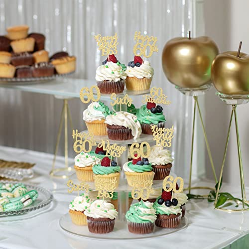 36Pcs 60Th Birthday Cupcake Toppers Gold Glitter Legend Since 1963 Cupcake Picks Happy 60Th Vintage 1963 Cupcake Topper For 60Th Birthday Wedding Anniversary Party Cake Decorations Supplies #TOP5