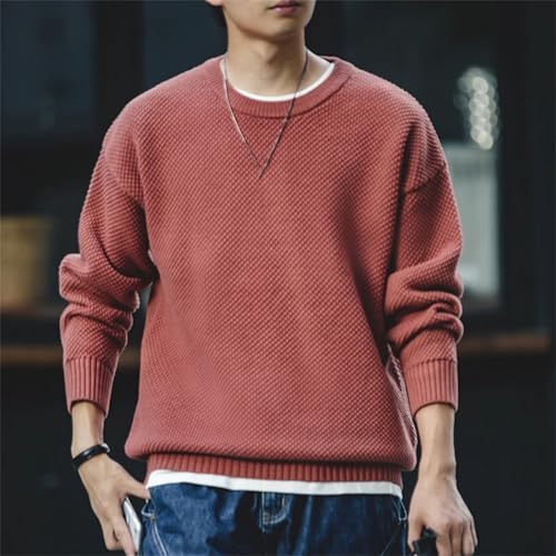 Pullover Sweater Mens Retro Heavy Pineapple Grain Thick O Neck Knitted Oversize Streetwear Casual Comfortable Warm2