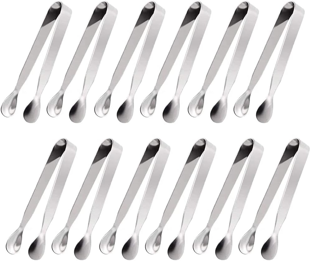 Ice Tongs Sugar Cubes Tongs - 12 PCS Stainless Steel Mini Serving Tongs Appetizers Tongs Small Kitchen Tongs for Tea Party Coffee Bar