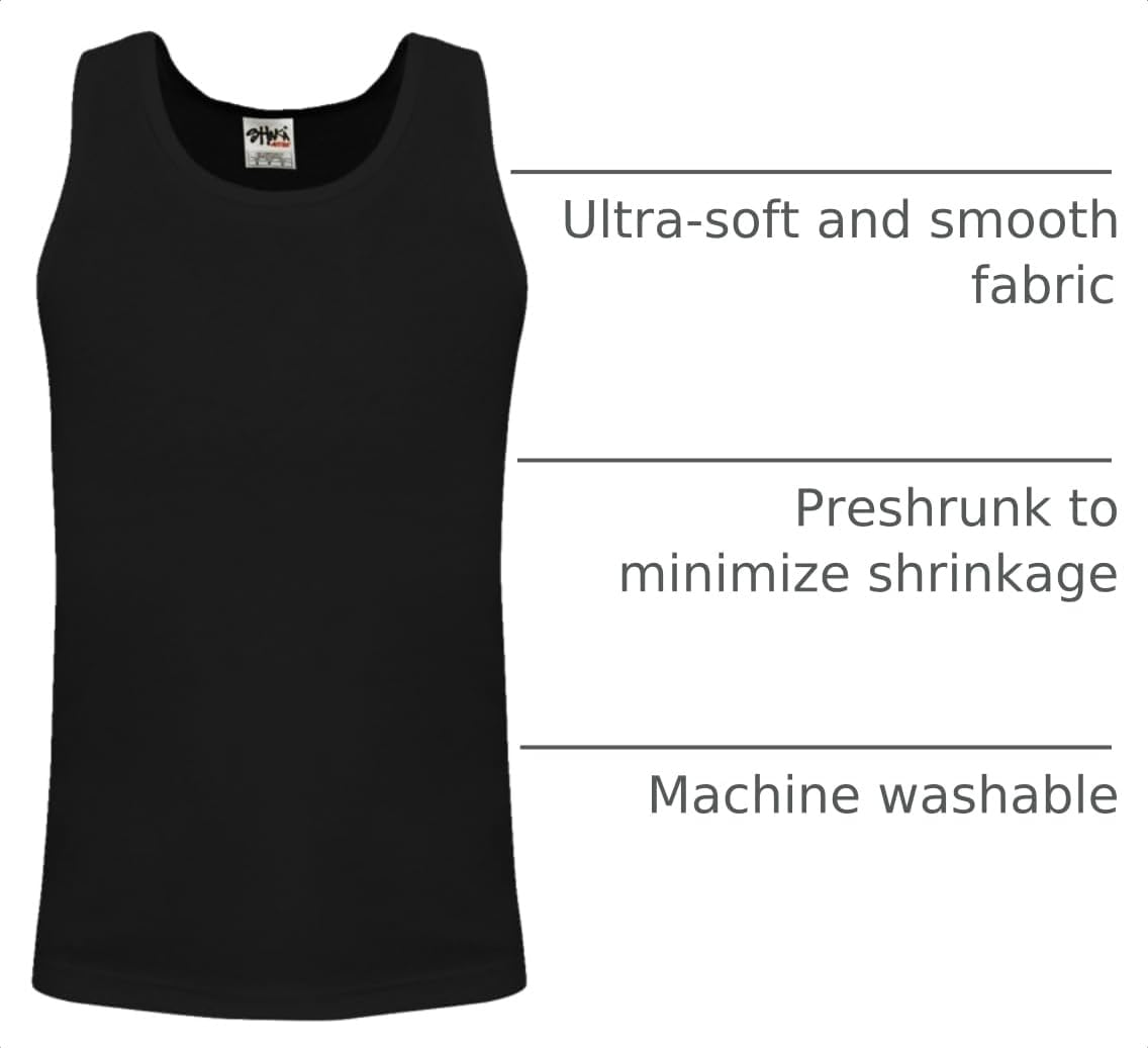 Shaka Wear Men's Basic Sleeveless Tank Top Cotton Solid Muscle Workout T-Shirt Undershirt Activewear Sizes S~5XL image 3