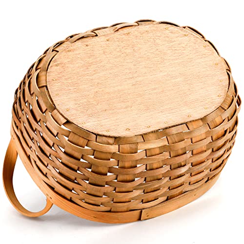 Elsjoy Set Of 3 Wood Woven Storage Basket With Handles, Oval Fruit Bread Basket Organizer Rustic Rattan Nesting Basket Bin For Living Room, Bathroom, Kitchen, Home Decor #TOP3