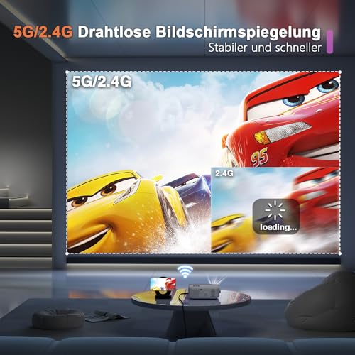 Voplls Mini Beamer – Tragbarer WLAN Beamer mit 20000 Lumen und Bluetooth