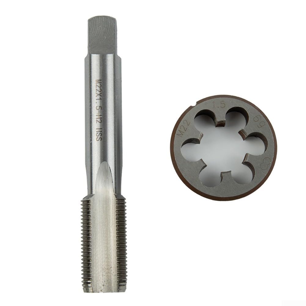 Zestaw gwintowników i narzynek, gwintowniki i narzynki okrągłe, stal szybkotnąca HSS prawa, M22 x 1,5 mm, gwintowniki i narzynki okrągłe, gwint metryczny prawa