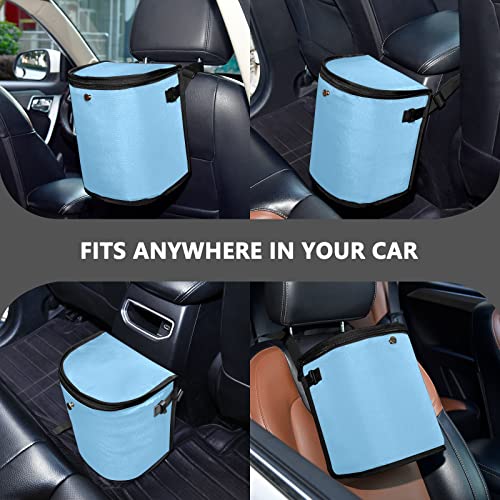 Image of Wudan Small Car Trash Can Light Blue Accessories for Garbage Storage Organizer with Lid Waterproof Portable Auto and Truck Interior Seat Bin