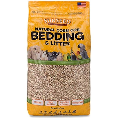 Sunseed Natural Corn Cob Bedding & Litter for Pet Birds and Small Animals – Made in USA – 350 Cubic Inches Cover