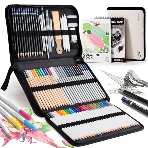 Four Candies 87 Pack Sketching Kit for Artist Gifts, Art