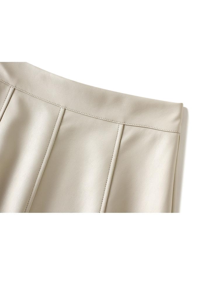 Gonna Pelle Donna,Gonna Pelle Gonna Vintage in Ecopelle Donna Autunno Inverno Gonna Lunga a Trapezio Gonna Elegante in PU Beige Kaki Femminile(Black,M)