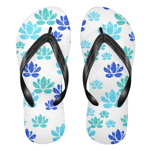 Shining Flower White Flip Flops for Beach Thong Sandals Anti-slip Lightweight Beach Slippers for Summer Travel Swim