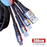 multi usb ladekabel test [Stabile & Sichere Zinklegierung] Das USB 3-in-1 Kabel verwendet Update Zinklegierung Stecker für Phone, Type-C usw, Stromanschluss. Korrosionsbeständige und hitzebeständige Zinklegierung kann gut das Handy schützen, um das USB Ladekabel stabil und ständig aufzuladen.