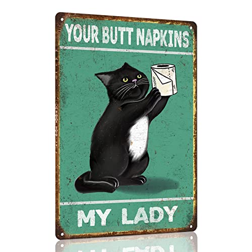Gocolt Funny Bathroom Decorative Signs Cat's Metal Signs Artwork Vintage Design Tin Metal Wall Art Print Poster - Thick Tinplate Wall Decoration Signs 8X12 Inch #TOP4