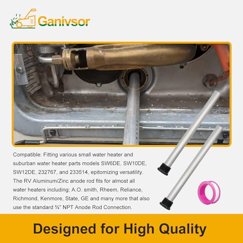 Image of 2 Pack RV Water Heater Anode Rod - 9.25 inch L x 3 /4 inch NPT, for Suburban Water Heater 232767, with Thread Sealing Tape, Lasting Tank Corrosion Protection - Magnesium