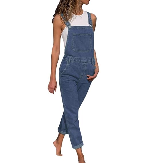 Women's Casual Overall Jeans, Ripped 