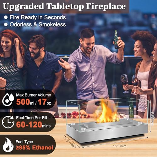 image for ZAAEOU Tabletop Fire Pit, Small Table Fireplace Steel FirePit with 4 S
