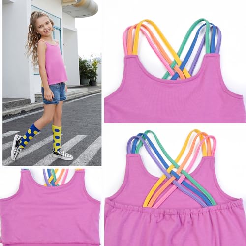 Perfashion Girls Tank Tops Rainbow Camisole High Low Hem Basic Shirt Yoga Gymnastics Dancewear for 4-13 Years4