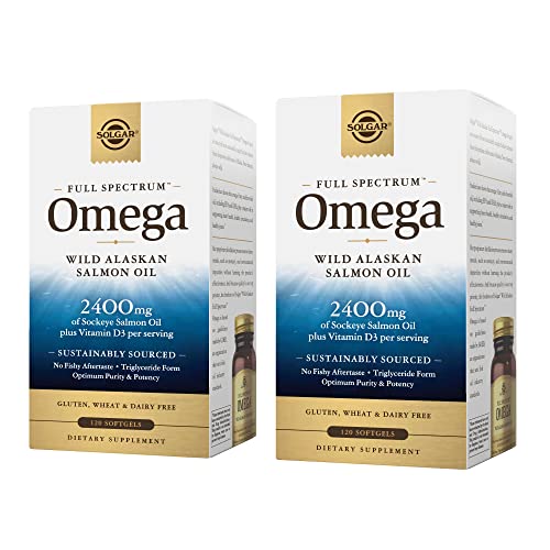 Solgar Wild Alaskan Full Spectrum Omega, 120 Softgels - Pack Of 2 - Supports Heart, Brain, Bone And Skin Health - Provides Vitamin D3 - Rich Source Of Epa & Dha - Non-Gmo - 120 Total Servings #TOP3