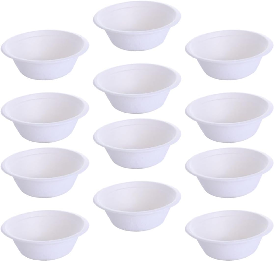 NOLITOY 25Pcs Disposable Round Paper Bowls Dinnerware for Parties Banquets and Home Use Biodegradable and Safe for Food for Serving Snacks and More