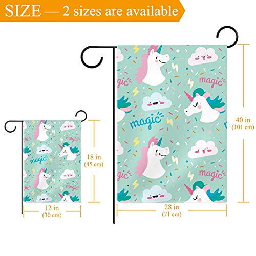 Drapeau de jardin licorne double face en polyester résistant pour décoration extérieure