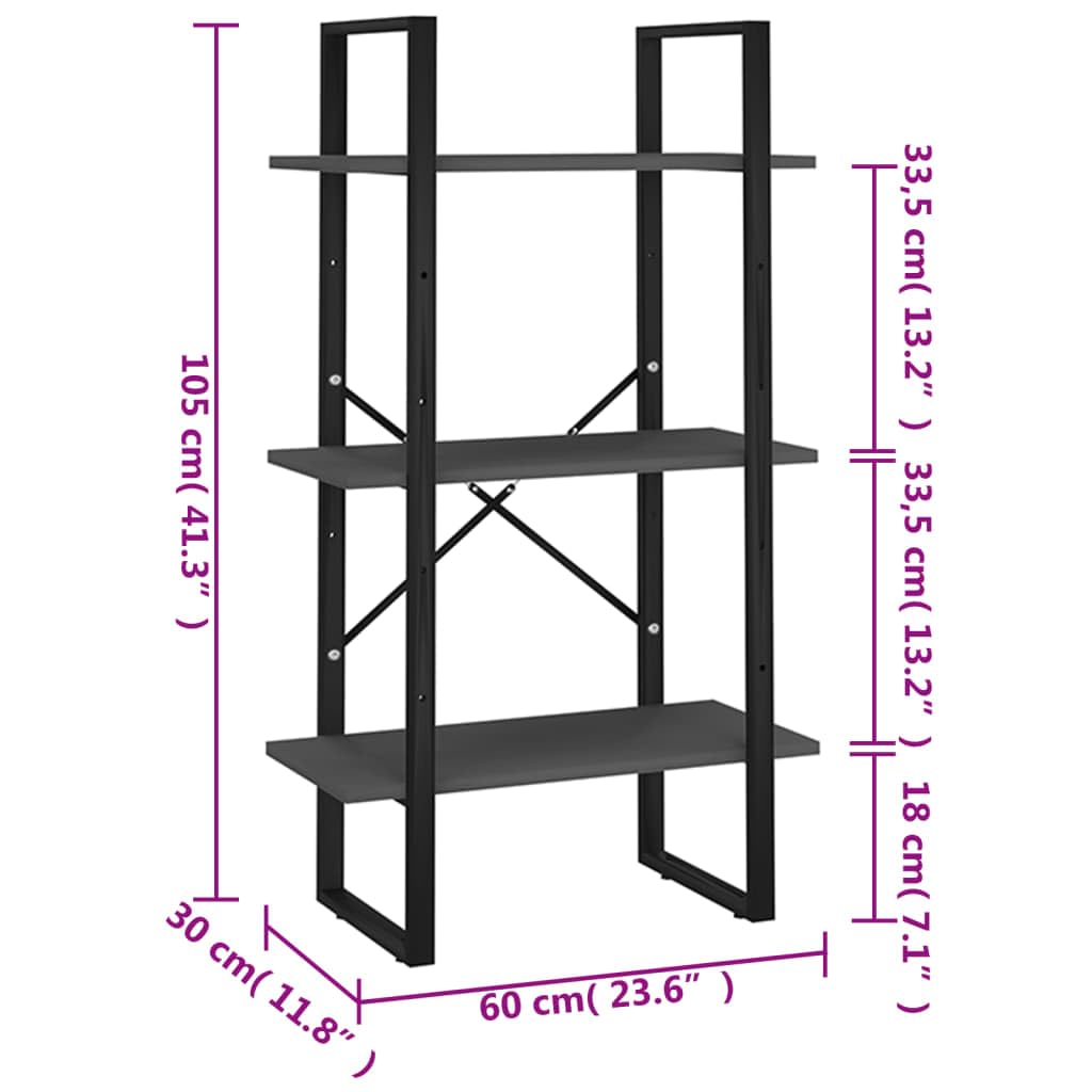 Regał magazynowy szary, 60 x 30 x 105 cm, z materiału drewnopochodnego, stojak metalowy, wszechstronny, do salonu, biura, pokoju dziecięcego, piwnicy, warsztatu, magazynu, przechowywania