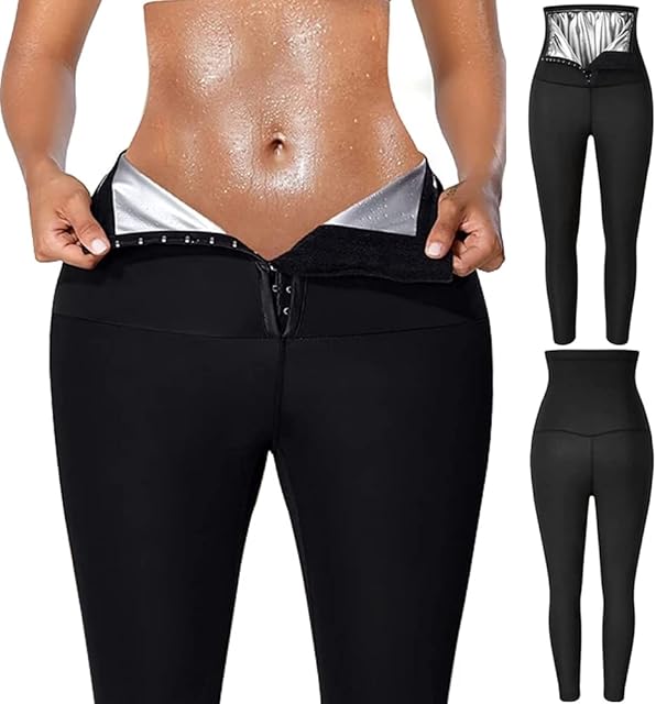 High Waist Gym Leggings for Women, Butt Lifting Workout Sport Leggings Adjustable Yoga Running Compression Trousers Sauna Sweat Pants Slimming Tummy Control Shapewear Leggings (L/XL)