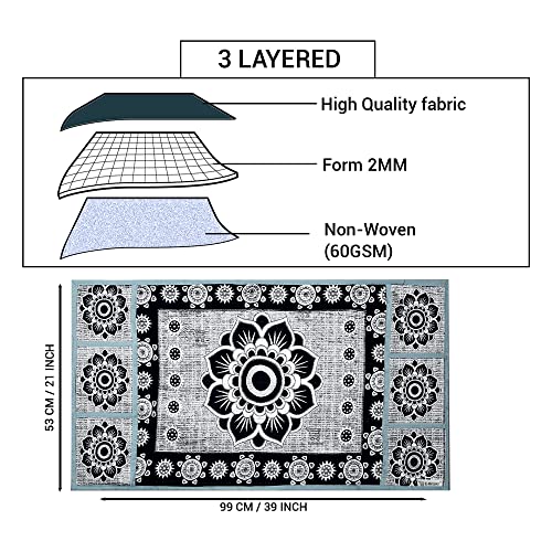 Image of Polyester 3-Layered Fridge Top Cover /Refrigerator Cover With 6 Utility Pockets (Color-Black, Size-39x21 Inches)