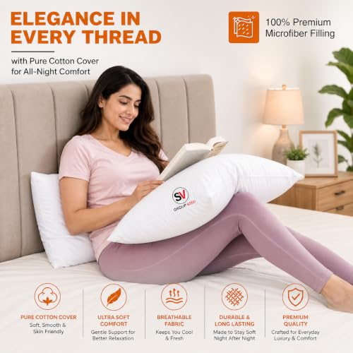 Image of Microfiber Pillows Set of 2 for Sleeping, 41x61 cm, White
