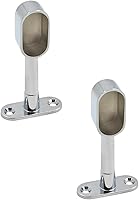 Vista 1 de Barra de armario ovalada con extremo cerrado, soporte ajustable, cromado, paquete de 2