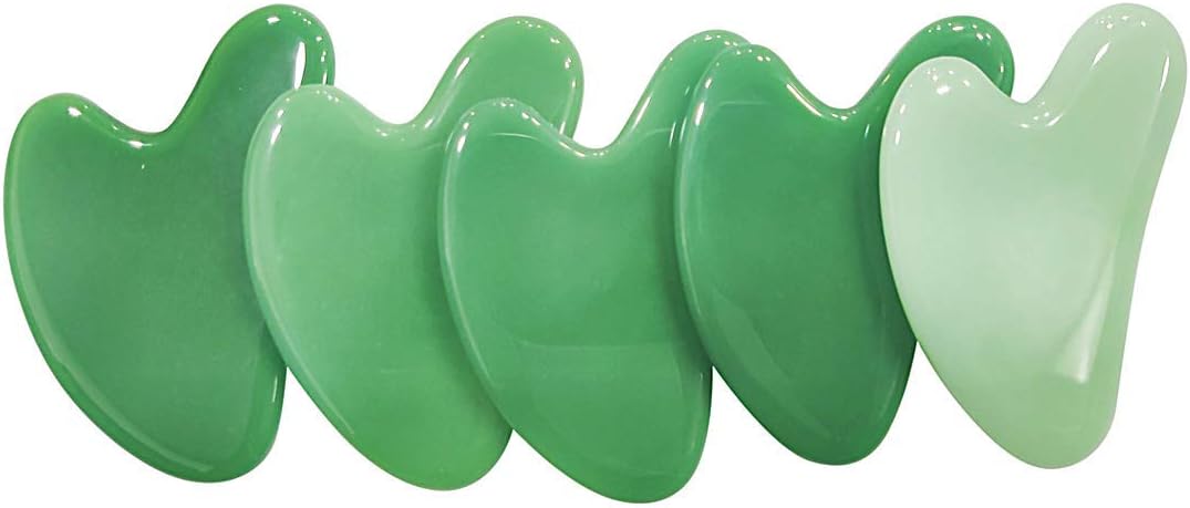 Shubhanjali®Green Aventurine Gua Sha SPA Massage,Natural Green Avebturine Skin Care Healing Equipment,Relaxation for Body, Face, Neck, Eye's Crystal Stone Massage Roller,Crystal Contour Gua Sha-Green