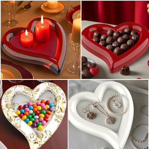 Juome 2Pcs Heart Tray Resin Molds Silicone, Valentines Love Heart Shape Silicone Molds for Epoxy Resin Casting for DIY Candle Holder, Jewelry Container Storage, Home Table Decor