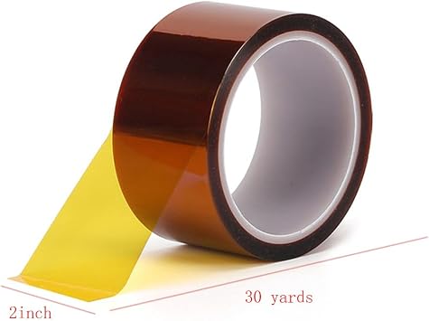 Heat Tape 2 x 30yard, High Temperature Polyimide Tape, 500 Fahrenheit Degree Heat Resisitant Heat Transfer Tape Adhesive Tape for Soldering, Electrical, Masking, 3D Printer Application.